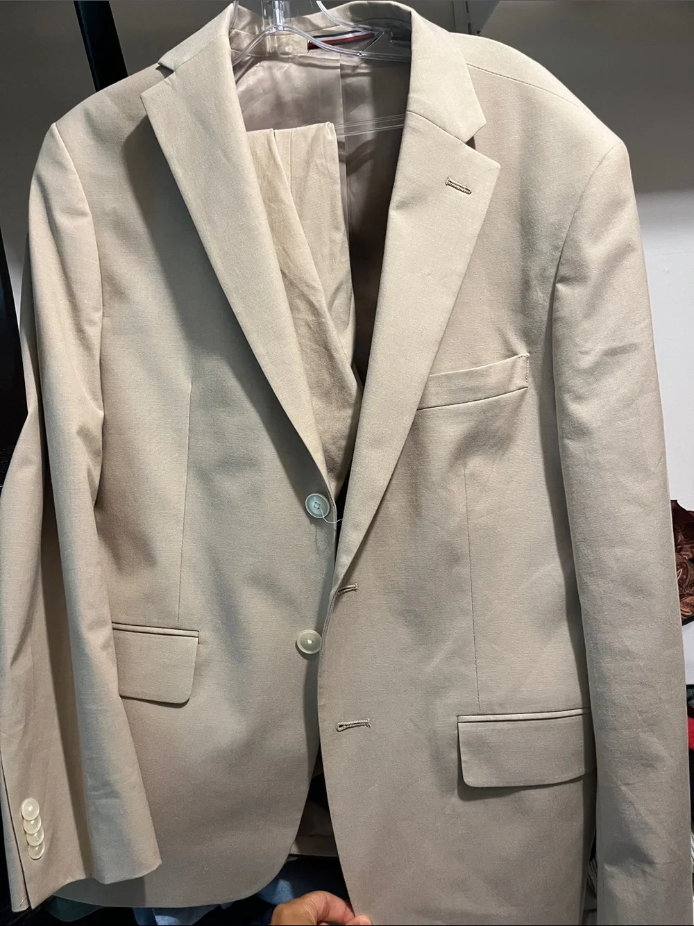 Tommy Hilfiger Beige THFLEX Men's Sport Coat Blazer AND matching pants